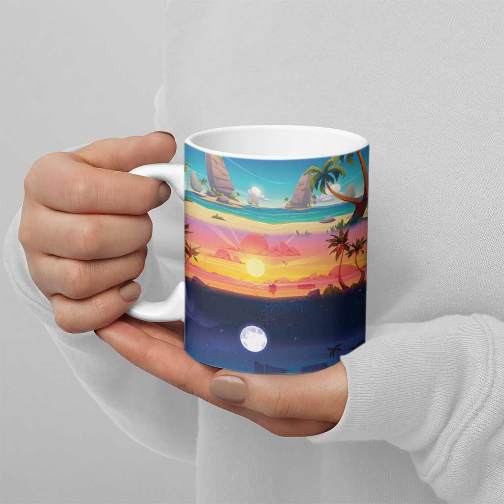 Hawaii Beach Landscape Time-Lapse Ceramic Mug Tropical Plumeria Flowers LT01 - Polynesian Pride