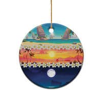 Hawaii Beach Landscape Time-Lapse Ceramic Ornament Tropical Plumeria Flowers LT01 - Polynesian Pride