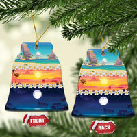 Hawaii Beach Landscape Time-Lapse Ceramic Ornament Tropical Plumeria Flowers LT01 Bell Flake Multicolor - Polynesian Pride