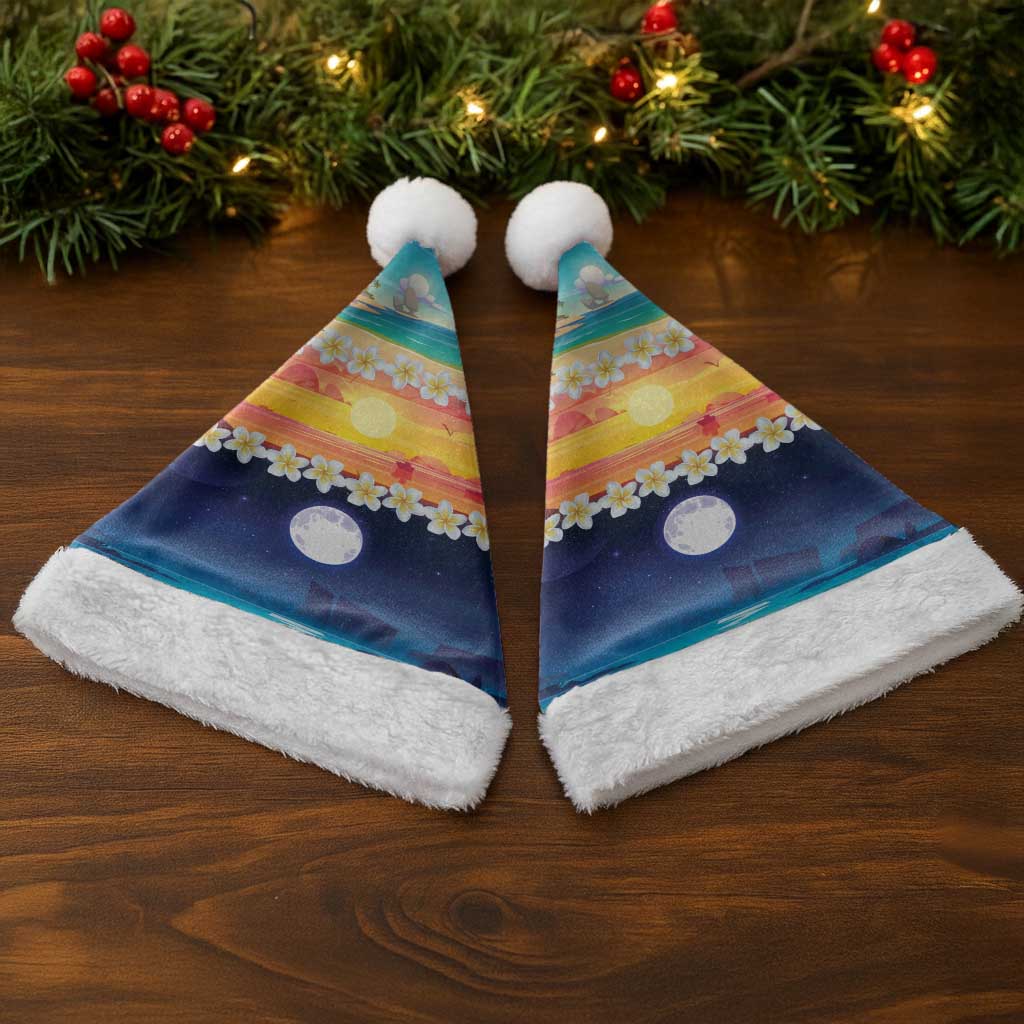 Hawaii Beach Landscape Time-Lapse Christmas Santa Hat Tropical Plumeria Flowers LT01 - Polynesian Pride