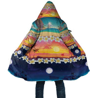Hawaii Beach Landscape Time-Lapse Cloak Tropical Plumeria Flowers LT01 Unisex Multicolor - Polynesian Pride