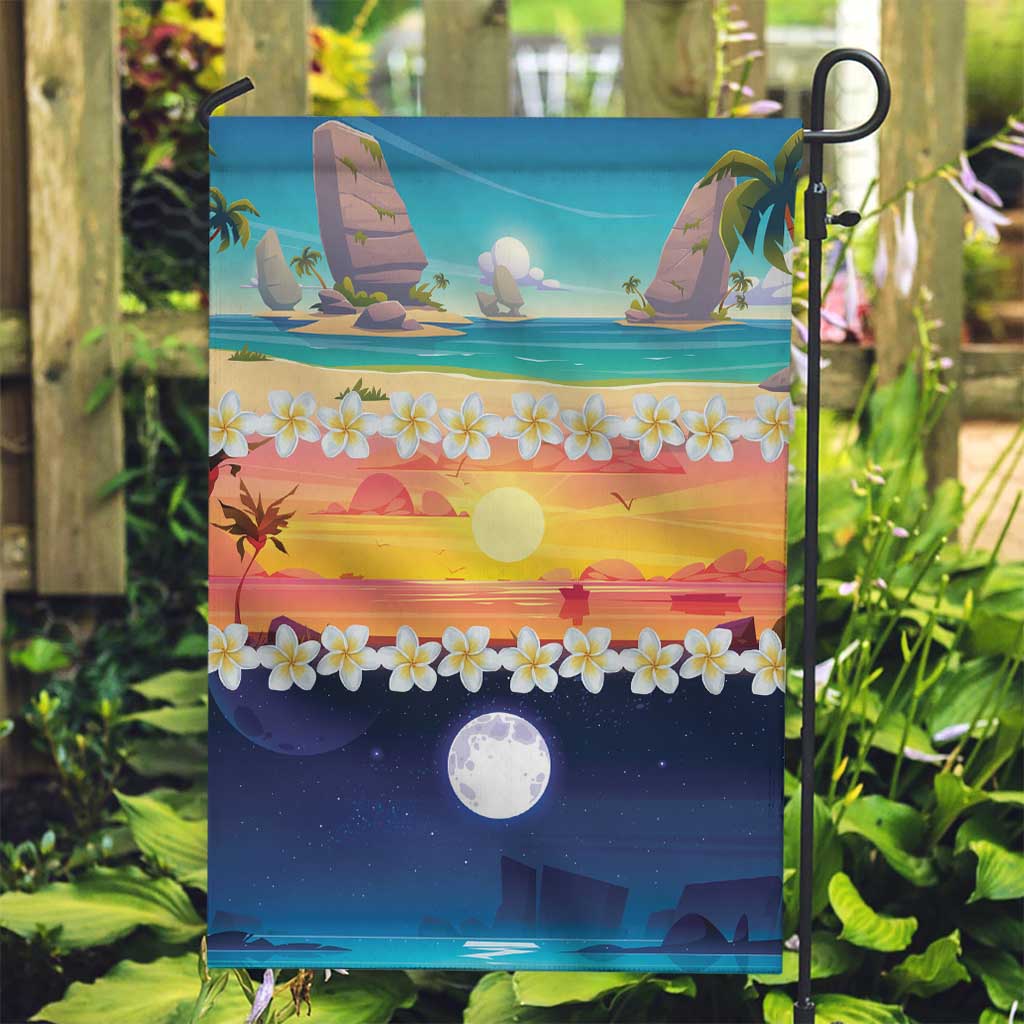 Hawaii Beach Landscape Time-Lapse Garden Flag Tropical Plumeria Flowers LT01 Garden Flag Multicolor - Polynesian Pride