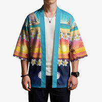 Hawaii Beach Landscape Time-Lapse Kimono Tropical Plumeria Flowers LT01 - Polynesian Pride