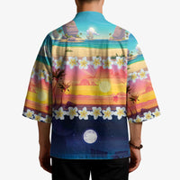 Hawaii Beach Landscape Time-Lapse Kimono Tropical Plumeria Flowers LT01 - Polynesian Pride