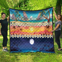Hawaii Beach Landscape Time-Lapse Quilt Tropical Plumeria Flowers LT01 - Polynesian Pride