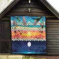 Hawaii Beach Landscape Time-Lapse Quilt Tropical Plumeria Flowers LT01 - Polynesian Pride