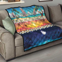 Hawaii Beach Landscape Time-Lapse Quilt Tropical Plumeria Flowers LT01 - Polynesian Pride