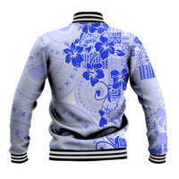 Fiji Masi With Hibiscus Tapa Tribal Baseball Jacket Blue Pastel LT01 - Polynesian Pride