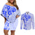 Fiji Masi With Hibiscus Tapa Tribal Couples Matching Off Shoulder Short Dress and Long Sleeve Button Shirt Blue Pastel LT01 Blue - Polynesian Pride