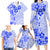 Fiji Masi With Hibiscus Tapa Tribal Family Matching Long Sleeve Bodycon Dress and Hawaiian Shirt Blue Pastel LT01 - Polynesian Pride