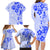 Fiji Masi With Hibiscus Tapa Tribal Family Matching Long Sleeve Bodycon Dress and Hawaiian Shirt Blue Pastel LT01 - Polynesian Pride