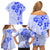 Fiji Masi With Hibiscus Tapa Tribal Family Matching Off Shoulder Short Dress and Hawaiian Shirt Blue Pastel LT01 - Polynesian Pride