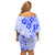 Fiji Masi With Hibiscus Tapa Tribal Family Matching Off Shoulder Short Dress and Hawaiian Shirt Blue Pastel LT01 - Polynesian Pride