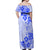 Fiji Masi With Hibiscus Tapa Tribal Off Shoulder Maxi Dress Blue Pastel LT01 - Polynesian Pride