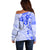 Fiji Masi With Hibiscus Tapa Tribal Off Shoulder Sweater Blue Pastel LT01 - Polynesian Pride