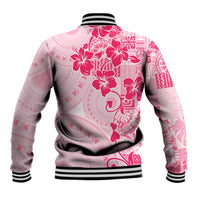 Fiji Masi With Hibiscus Tapa Tribal Baseball Jacket Pink Pastel LT01 - Polynesian Pride