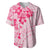 Fiji Masi With Hibiscus Tapa Tribal Baseball Jersey Pink Pastel LT01 Pink - Polynesian Pride