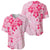 Fiji Masi With Hibiscus Tapa Tribal Baseball Jersey Pink Pastel LT01 - Polynesian Pride