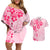 Fiji Masi With Hibiscus Tapa Tribal Couples Matching Off Shoulder Short Dress and Hawaiian Shirt Pink Pastel LT01 Pink - Polynesian Pride