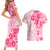 Fiji Masi With Hibiscus Tapa Tribal Couples Matching Short Sleeve Bodycon Dress and Hawaiian Shirt Pink Pastel LT01 - Polynesian Pride