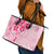 Fiji Masi With Hibiscus Tapa Tribal Leather Tote Bag Pink Pastel LT01 - Polynesian Pride