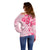 Fiji Masi With Hibiscus Tapa Tribal Off Shoulder Sweater Pink Pastel LT01 - Polynesian Pride