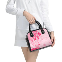 Fiji Masi With Hibiscus Tapa Tribal Shoulder Handbag Pink Pastel LT01 - Polynesian Pride
