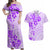 Fiji Masi With Hibiscus Tapa Tribal Couples Matching Off Shoulder Maxi Dress and Hawaiian Shirt Purple Pastel LT01 Purple - Polynesian Pride