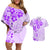 Fiji Masi With Hibiscus Tapa Tribal Couples Matching Off Shoulder Short Dress and Hawaiian Shirt Purple Pastel LT01 Purple - Polynesian Pride