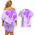 Fiji Masi With Hibiscus Tapa Tribal Couples Matching Off Shoulder Short Dress and Hawaiian Shirt Purple Pastel LT01 - Polynesian Pride