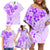 Fiji Masi With Hibiscus Tapa Tribal Family Matching Off Shoulder Short Dress and Hawaiian Shirt Purple Pastel LT01 - Polynesian Pride