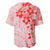 Fiji Masi With Hibiscus Tapa Tribal Baseball Jersey Red Pastel LT01 - Polynesian Pride