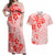 Fiji Masi With Hibiscus Tapa Tribal Couples Matching Off Shoulder Maxi Dress and Hawaiian Shirt Red Pastel LT01 Red - Polynesian Pride