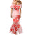 Fiji Masi With Hibiscus Tapa Tribal Family Matching Mermaid Dress and Hawaiian Shirt Red Pastel LT01 - Polynesian Pride