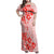 Fiji Masi With Hibiscus Tapa Tribal Family Matching Off Shoulder Maxi Dress and Hawaiian Shirt Red Pastel LT01 Mom's Dress Red - Polynesian Pride