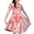 Fiji Masi With Hibiscus Tapa Tribal Family Matching Off Shoulder Short Dress and Hawaiian Shirt Red Pastel LT01 Daughter's Dress Red - Polynesian Pride