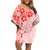 Fiji Masi With Hibiscus Tapa Tribal Family Matching Off Shoulder Short Dress and Hawaiian Shirt Red Pastel LT01 Mom's Dress Red - Polynesian Pride