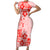 Fiji Masi With Hibiscus Tapa Tribal Family Matching Short Sleeve Bodycon Dress and Hawaiian Shirt Red Pastel LT01 Mom's Dress Red - Polynesian Pride