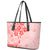 Fiji Masi With Hibiscus Tapa Tribal Leather Tote Bag Red Pastel LT01 - Polynesian Pride