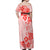 Fiji Masi With Hibiscus Tapa Tribal Off Shoulder Maxi Dress Red Pastel LT01 - Polynesian Pride