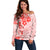 Fiji Masi With Hibiscus Tapa Tribal Off Shoulder Sweater Red Pastel LT01 Women Red - Polynesian Pride