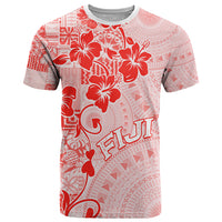 Fiji Masi With Hibiscus Tapa Tribal T Shirt Red Pastel LT01 Red - Polynesian Pride