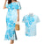 Fiji Masi With Hibiscus Tapa Tribal Couples Matching Mermaid Dress and Hawaiian Shirt Sky Blue Pastel LT01 Blue - Polynesian Pride