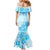 Fiji Masi With Hibiscus Tapa Tribal Family Matching Mermaid Dress and Hawaiian Shirt Sky Blue Pastel LT01 - Polynesian Pride