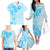 Fiji Masi With Hibiscus Tapa Tribal Family Matching Off Shoulder Long Sleeve Dress and Hawaiian Shirt Sky Blue Pastel LT01 - Polynesian Pride