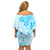 Fiji Masi With Hibiscus Tapa Tribal Family Matching Off Shoulder Short Dress and Hawaiian Shirt Sky Blue Pastel LT01 - Polynesian Pride