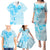 Fiji Masi With Hibiscus Tapa Tribal Family Matching Puletasi Dress and Hawaiian Shirt Sky Blue Pastel LT01 - Polynesian Pride