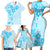 Fiji Masi With Hibiscus Tapa Tribal Family Matching Short Sleeve Bodycon Dress and Hawaiian Shirt Sky Blue Pastel LT01 - Polynesian Pride