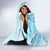 Fiji Masi With Hibiscus Tapa Tribal Hooded Blanket Sky Blue Pastel LT01 - Polynesian Pride