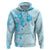 Fiji Masi With Hibiscus Tapa Tribal Hoodie Sky Blue Pastel LT01 Zip Hoodie Blue - Polynesian Pride